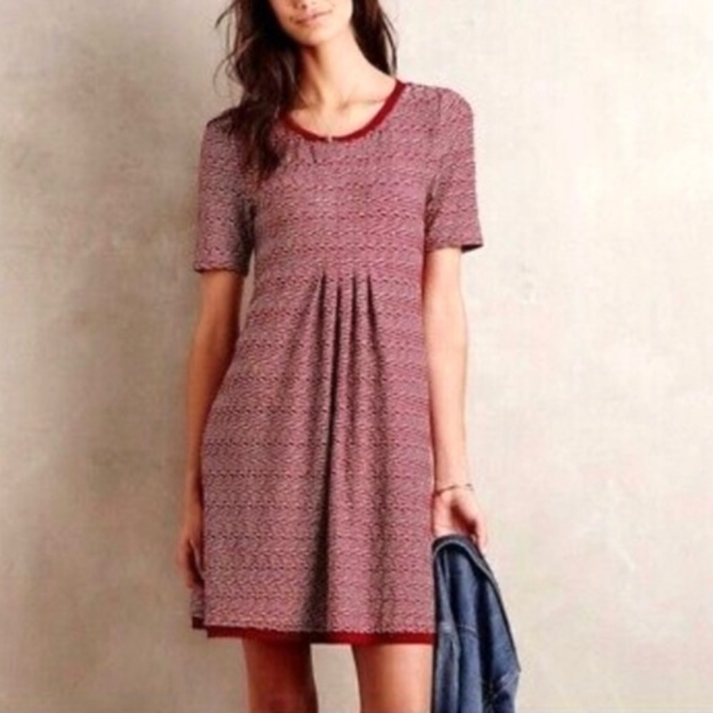 Anthropologie Maeve feminine whimsical cottagecore Red and Black Mini Dress